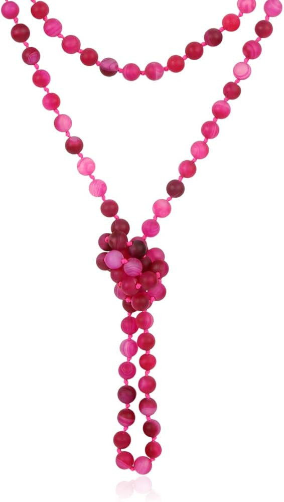 Bead Strand Versatile 60" Long Wrap Necklace - Handmade Knotted Multi Layer Sparkly Crystal, Semi... | Amazon (US)