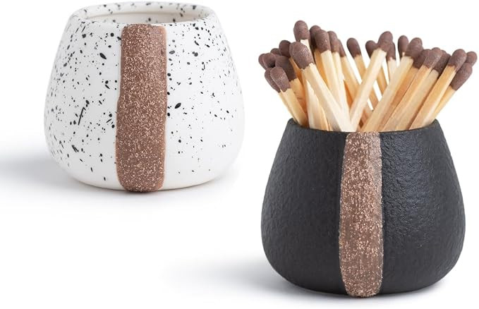 Ceramic Match Holders with Striker - Set of 2 - Candle Accessories - Candle Lover Gifts - Housewa... | Amazon (US)