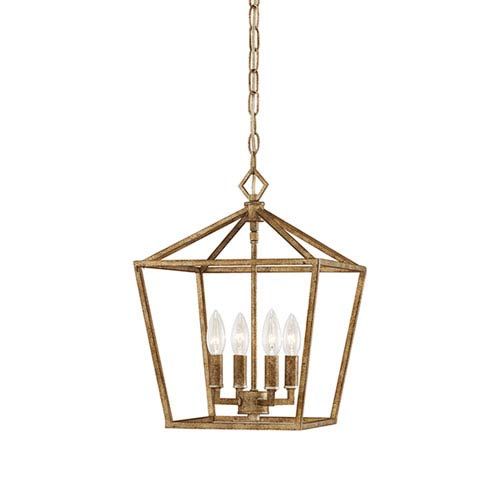 251 First Kenwood Vintage Gold Four Light Lantern Pendant 3234 Vg | Bellacor | Bellacor