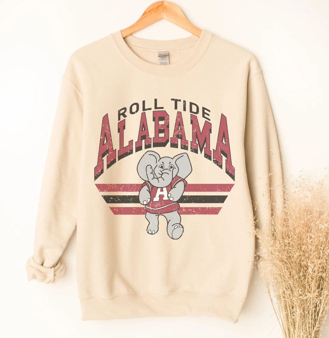 Retro ALABAMA ROLL TIDE Sweatshirt in Tan Crimson Tide - Etsy | Etsy (US)