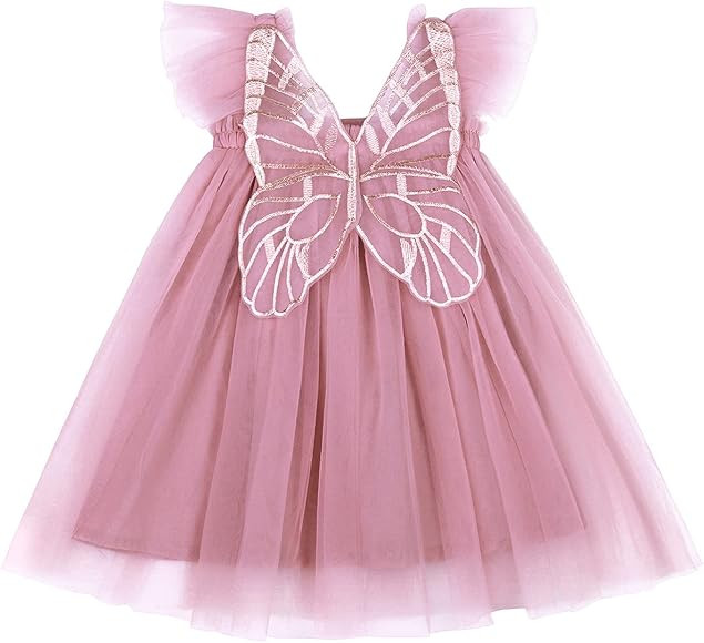 ROYLAMP Toddler Girls Tutu Dress Layered Tulle Baptism Skirt Princess Wedding Flower Girl with Butte | Amazon (CA)