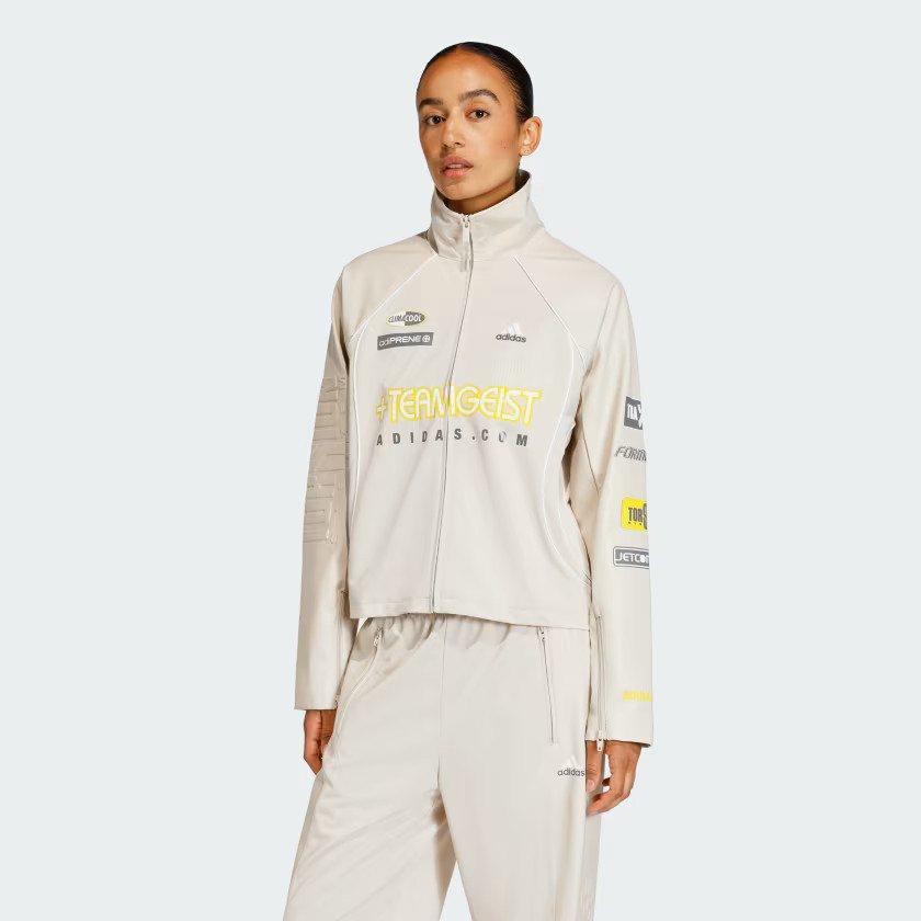 adidas TEAMGEIST FAUX LEATHER TRACK TOP - Beige | Free Shipping with adiClub | adidas US | adidas (US)