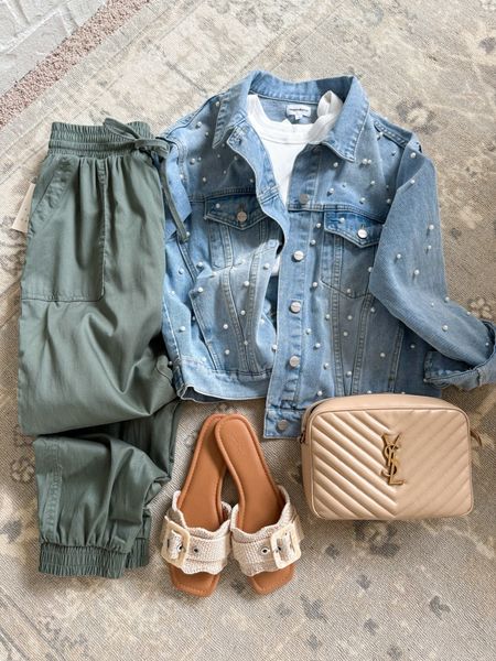 Looking for a cute but comfortable travel outfit?? I’ve got the perfect one! Obsessed with these Target joggers paired with a denim jacket and Target sandals! Added a cute crossbody purse to top it off! Summer outfits // travel outfits // daytime outfits // casual outfits // comfortable outfits // Target finds // Target shoes // crossbody bags // denim jackets 

#LTKStyleTip #LTKTravel #LTKSeasonal