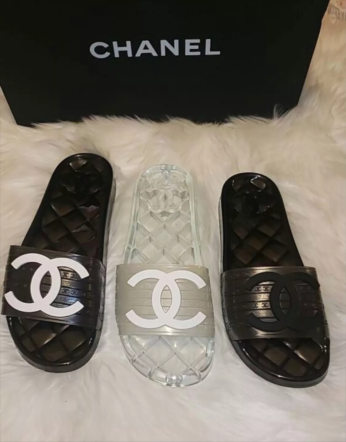 Black Chanel Jelly slides, size 38