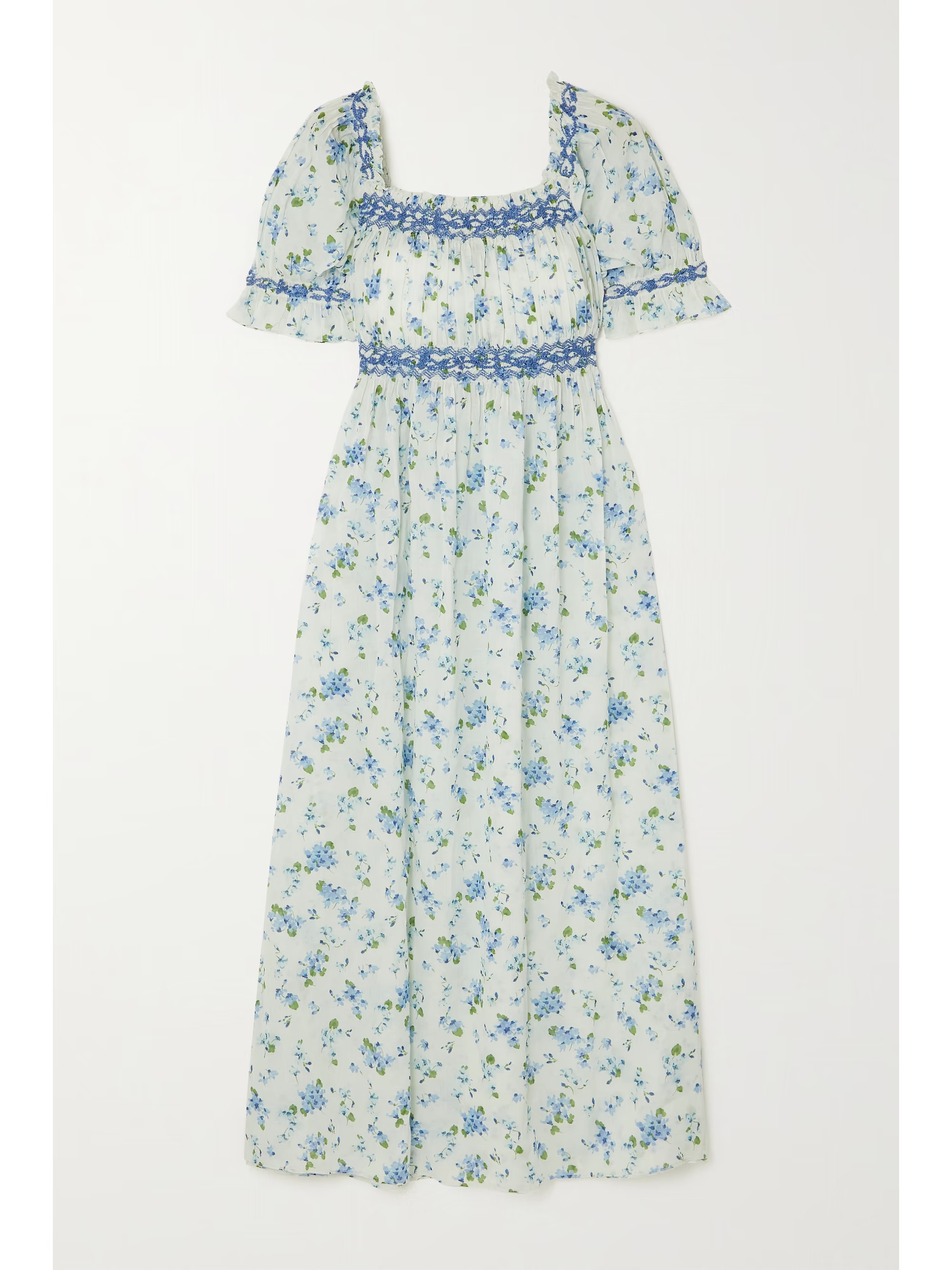 Eclipse embroidered floral-print organic cotton-voile midi dress | NET-A-PORTER (US)