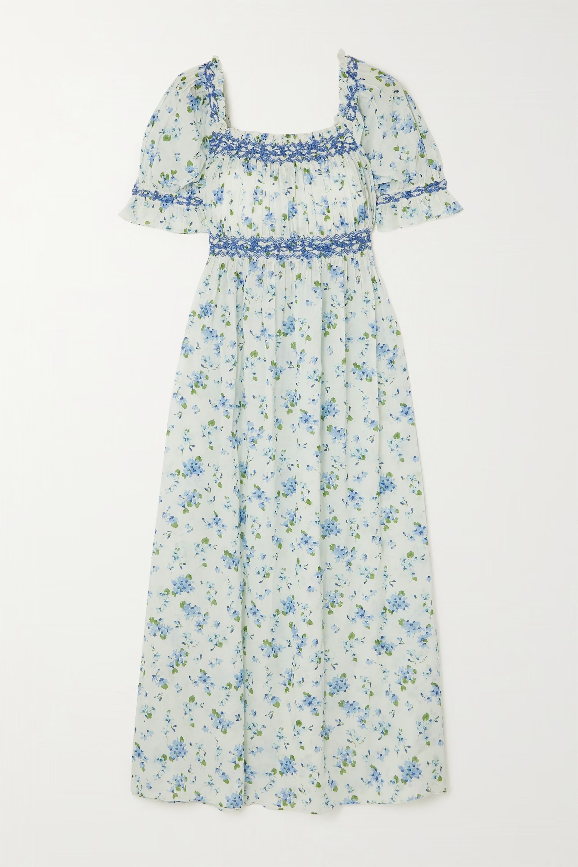 Eclipse embroidered floral-print organic cotton-voile midi dress | NET-A-PORTER (US)