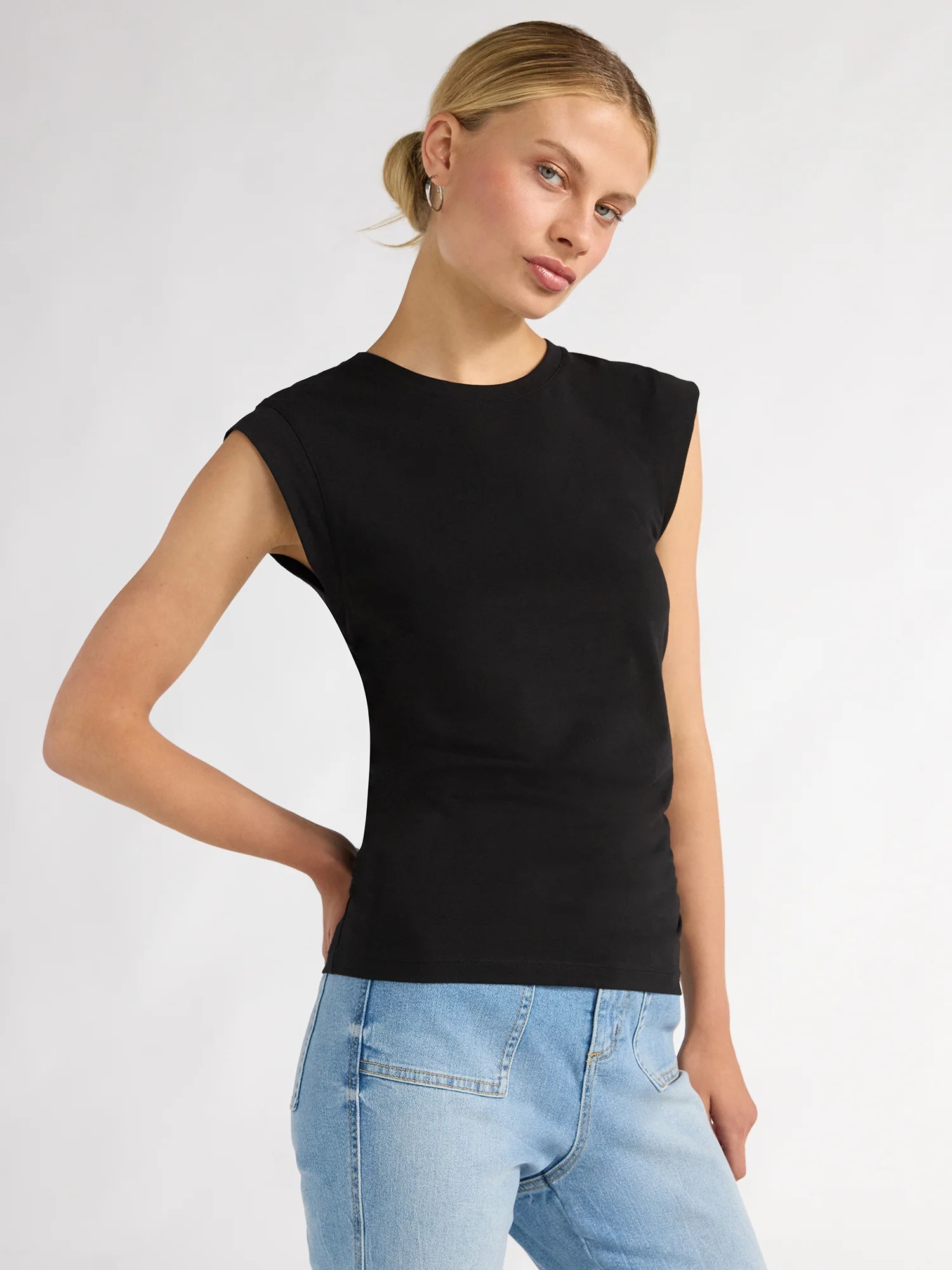 Scoop Women's Ruched Top with Cap Sleeves, Sizes XS-XXL | Walmart (US)