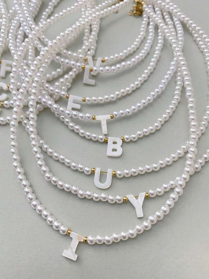 1 stuk Imitatie Parel Aanvankelijk Dames Kettingen Juwelen Voor Tekst Naam Choker Moeders Kerstge... | SHEIN