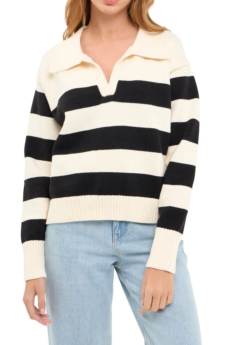 English Factory Stripe Polo Sweater | Nordstrom | Nordstrom