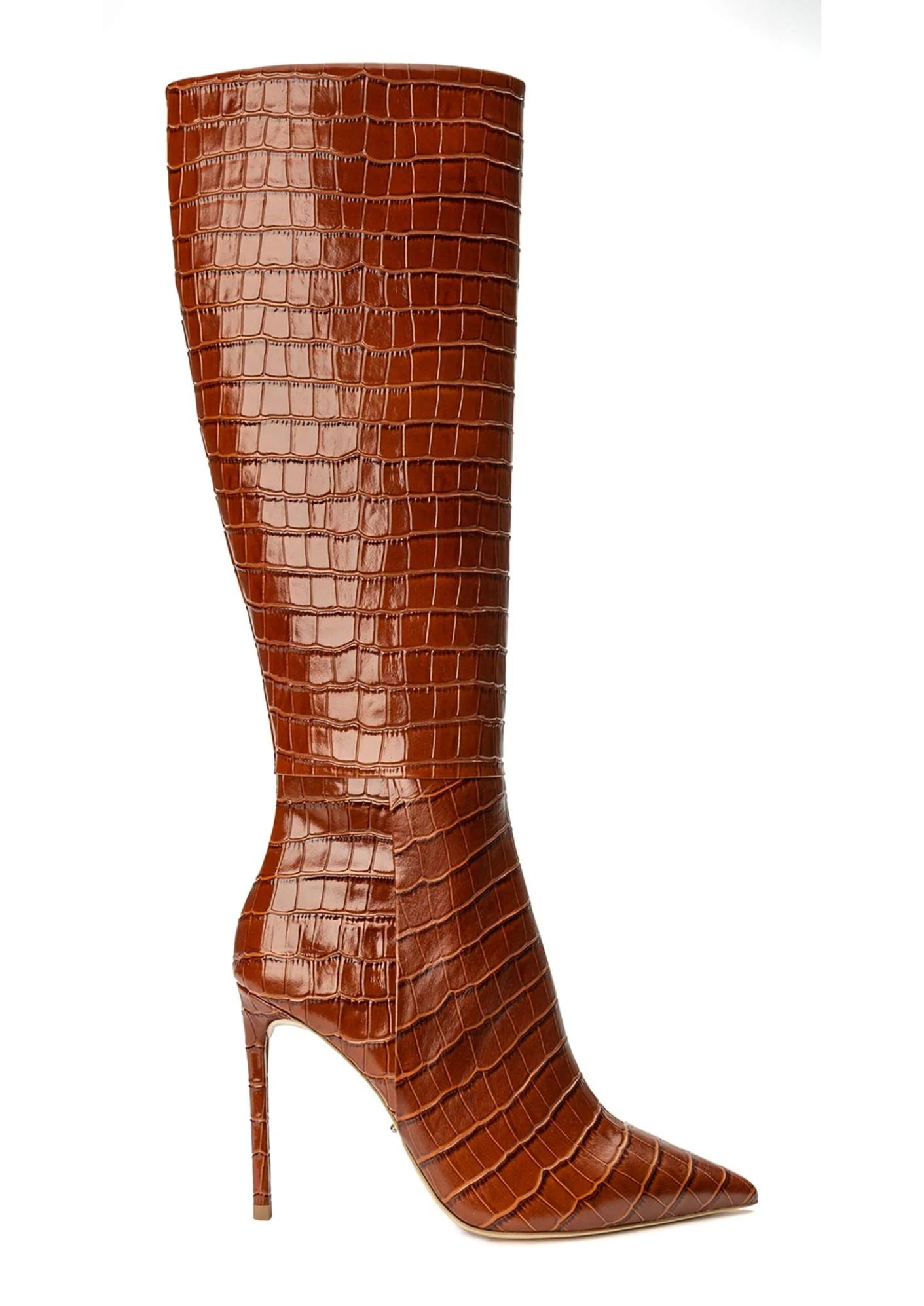 Apollo Tan Croc 10.5cm Calf Boots | Tony Bianco (Global)