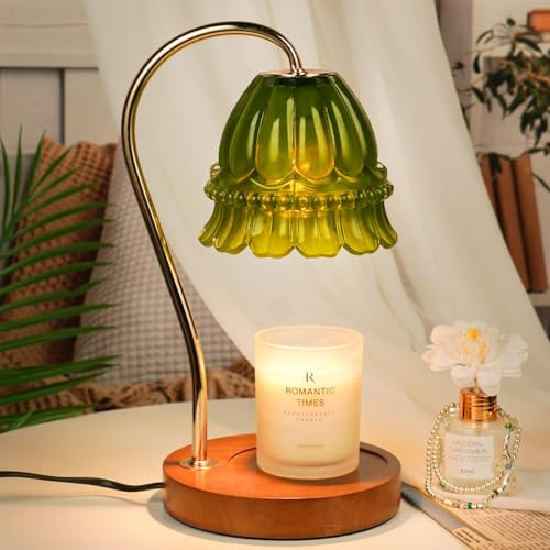 Funistree Flower Candle Warmer Lamp with Timer, Dimmable Candle Lamp Warmer, Christmas Birthday Gifts for Women Mom Her, Housewarming Home Decor, Lotus Wax Warmer for Yankee Candles - Green Flower | Amazon (US)