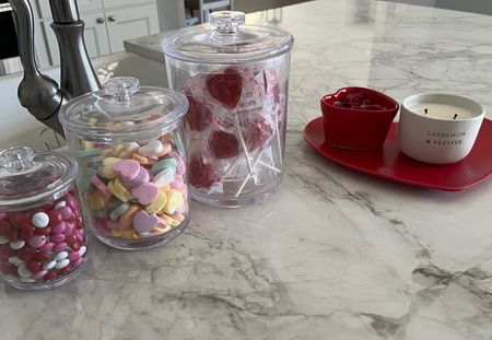 Valentines decor. Candy jars. Easy vday decor.

#LTKhome #LTKSeasonal