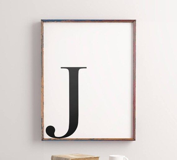 J Printable Art, Alphabet Letter J Poster, J Initial Wall Art, Nursery Decor, Printable Typograph... | Etsy (US)