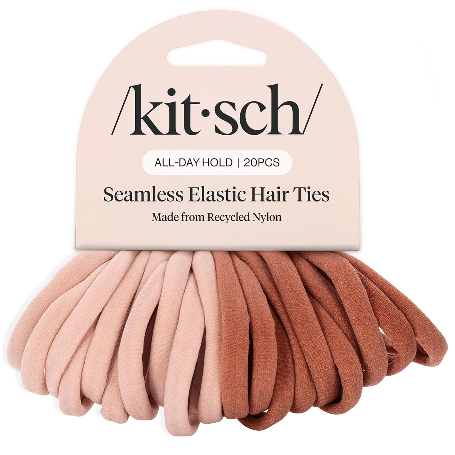Kitsch Elastic Hair Ties No Damage | Stretchable Hair Bands - Blush 20pcs | Amazon (US)