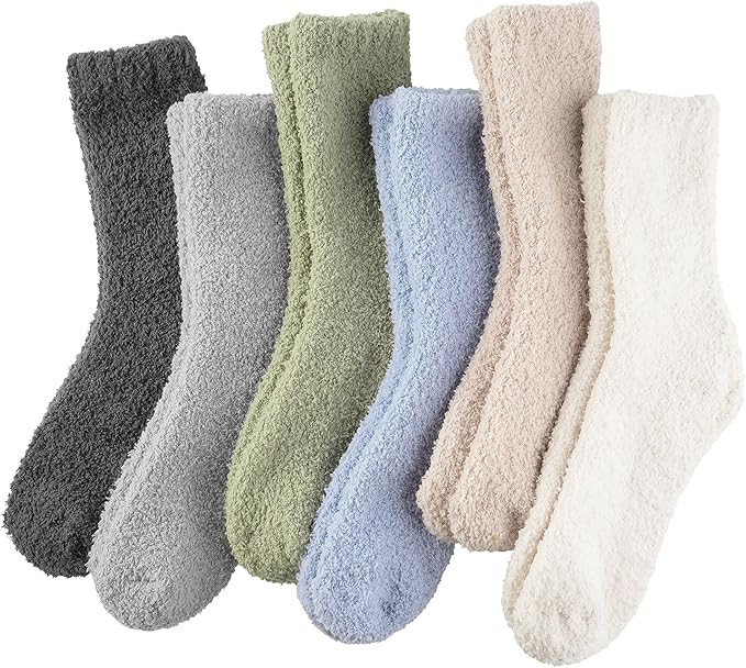 Plush Slipper Socks Women - Colorful Warm Fuzzy Crew Socks Cozy Soft for Winter Indoor | Amazon (US)