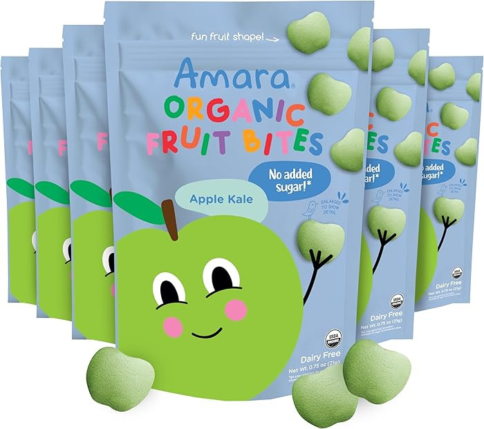Amara Organic Fruit Bites Apple Kale - No Artificial Colors/Dyes, Added Sugar, Dairy-Free Fruit S... | Amazon (US)