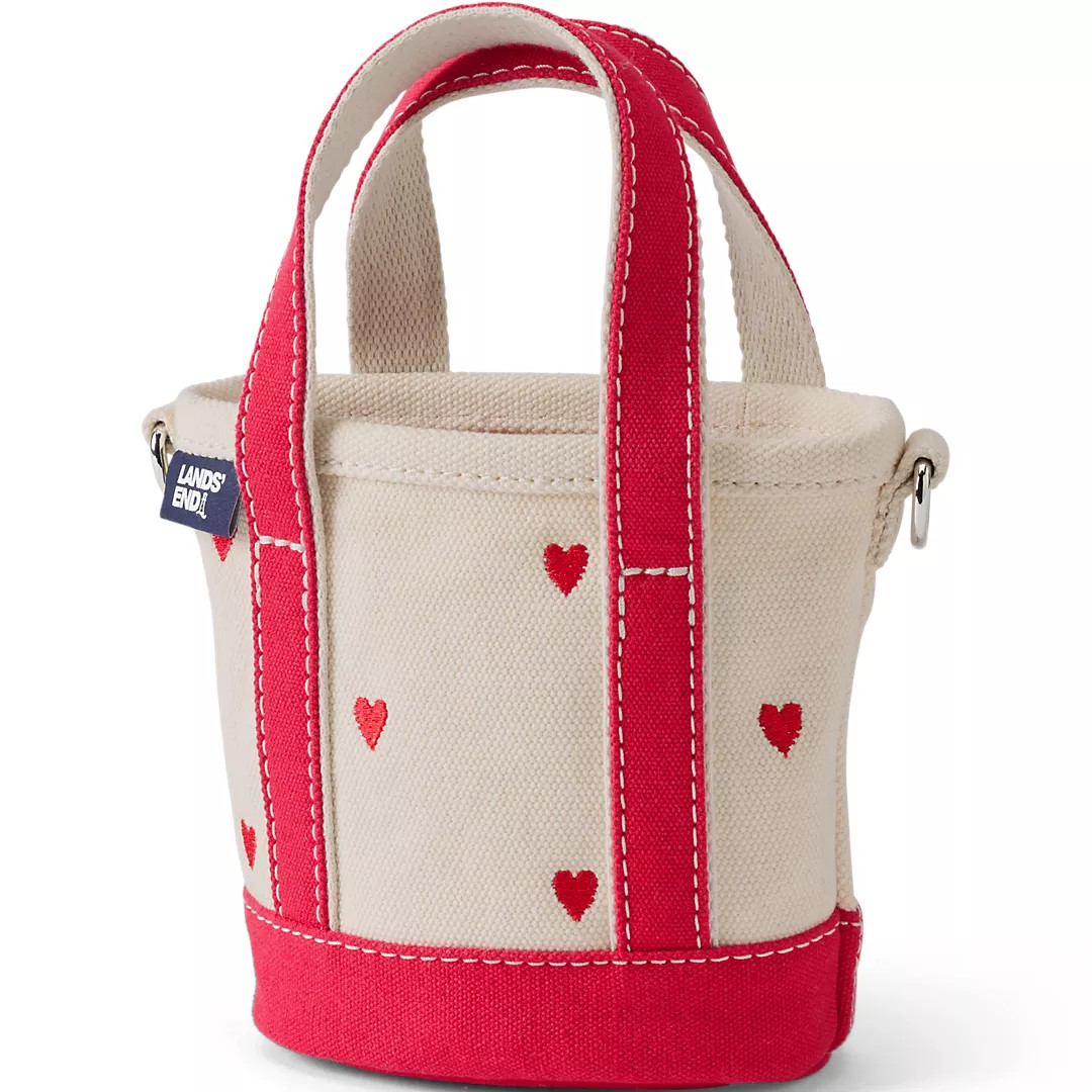 Mini Embroidered Open Top Canvas Tote Bag | Lands' End (US)