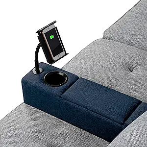 FAGAGA Sofa Armrest with Cup Holder, Navy Removable Couch Arm Cup Holder with Storage,Wireless Ch... | Amazon (US)