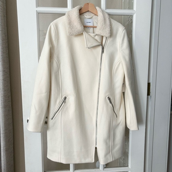OLD NAVY Ivory Wool Blend Coat Sz L NWT | Poshmark