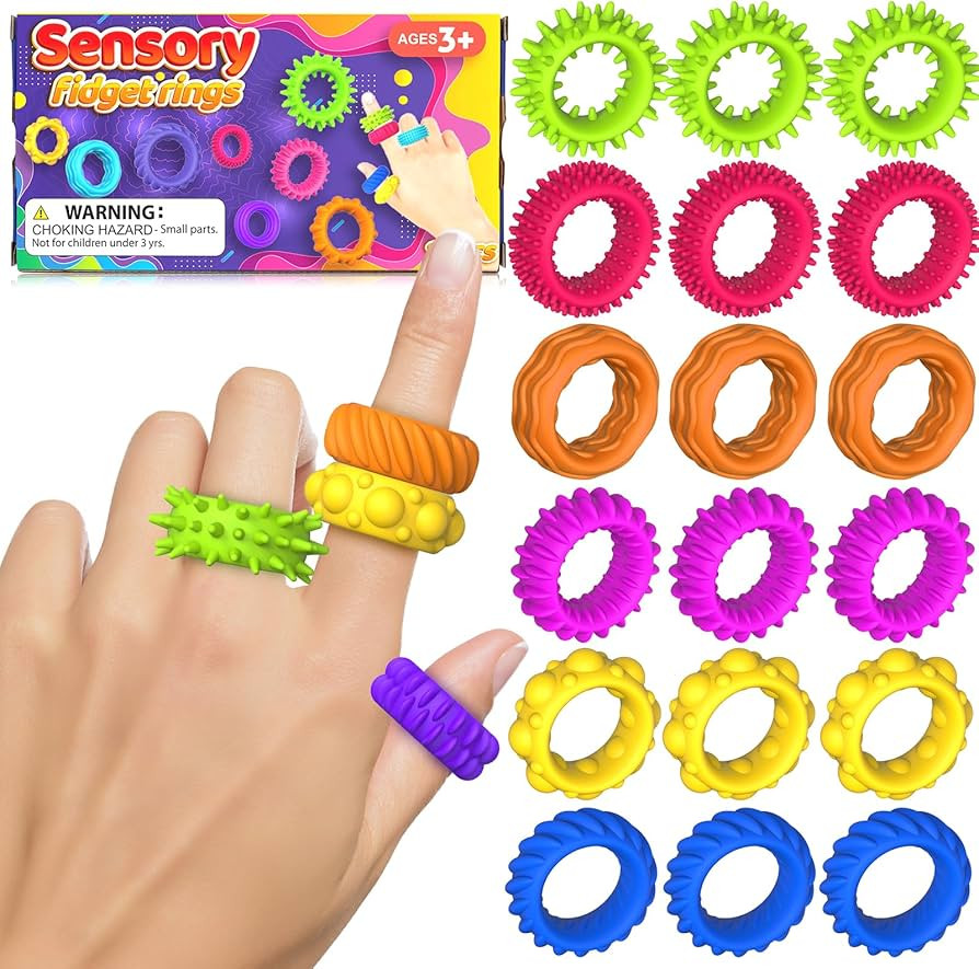 Fidget Toys Kids Sensory Rings: Fidget Ring Sensory Toys for Kids with Autism - Quiet Anxiety Fid... | Amazon (US)