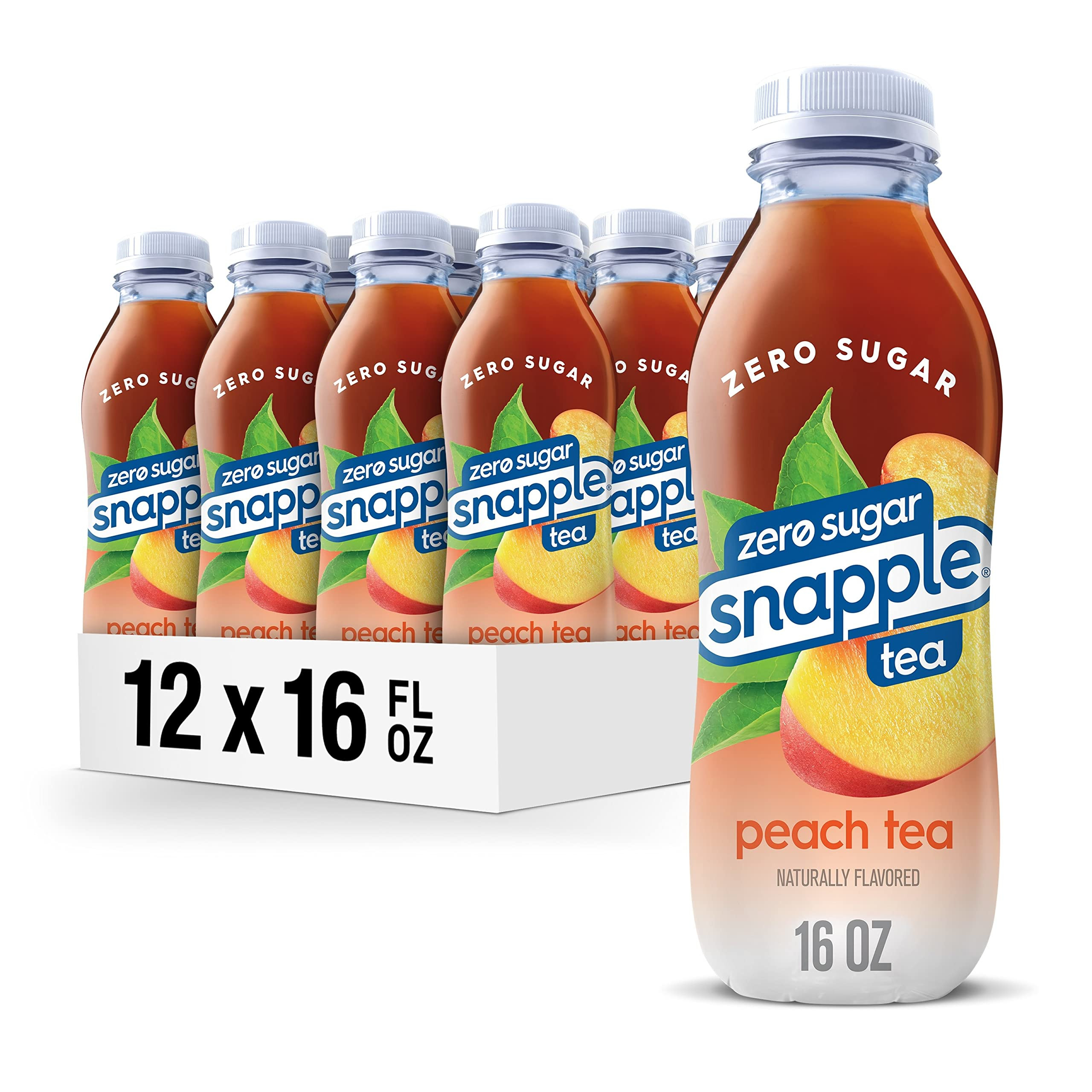 Snapple Zero Sugar Peach Tea, 16 fl oz recycled plastic bottle (Pack of 12) | Amazon (US)