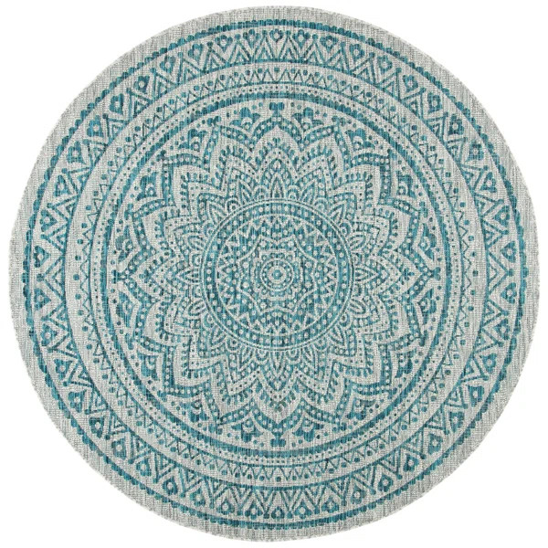 Amedee Floral Power Loom Teal Indoor/Outdoor Area Rug | Wayfair North America