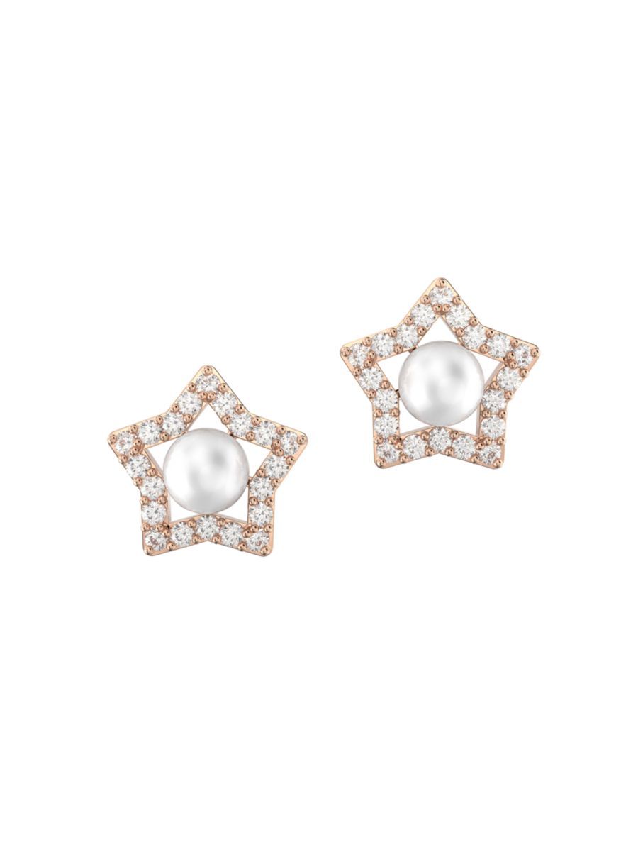 Swarovski Stella Rose-Goldtone-Plated &amp; Crystal Stud Earrings | Saks Fifth Avenue