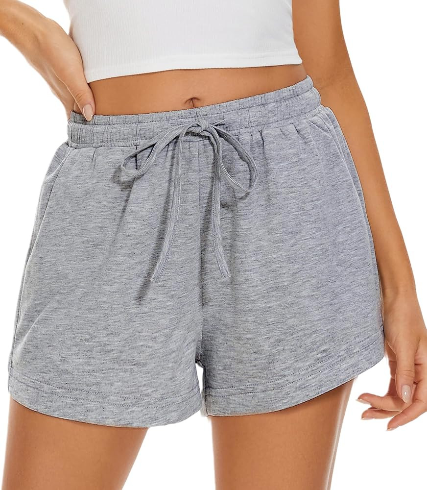 LOCUBE Lounge Shorts Women High Waisted with Pockets Drawstring Soft Summer Casual Active Wear | Amazon (US)