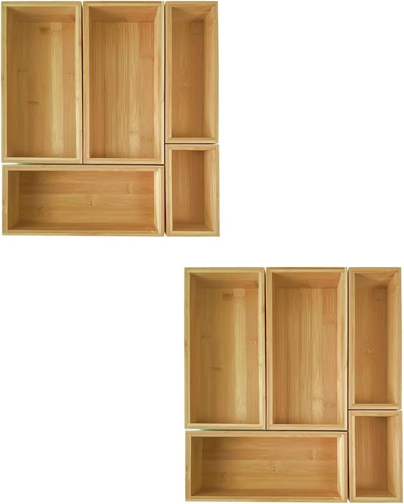 bamboo drawer organizer Set，expandable drawer dividers,wooden storage organizers,large trays fo... | Amazon (US)