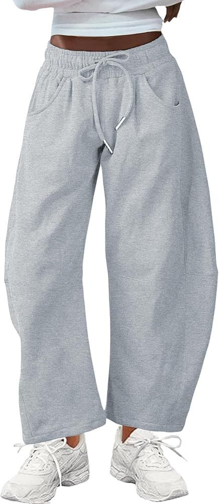 IYOWEL Womens Barrel Sweatpants Drawstring Elastic Waisted Wide Leg Pants 2025 Cotton Casual Jogg... | Amazon (CA)