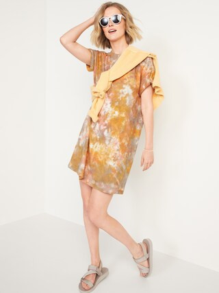 Vintage Short-Sleeve Tie-Dye Mini Swing Dress for Women | Old Navy (US)