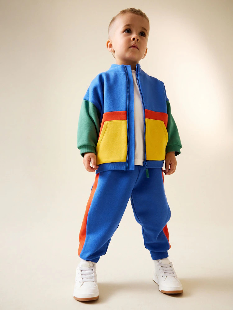 Green/Blue Colourblock Funnel Neck Zip Sweat and Joggers Set (3mths-7yrs) | Next US