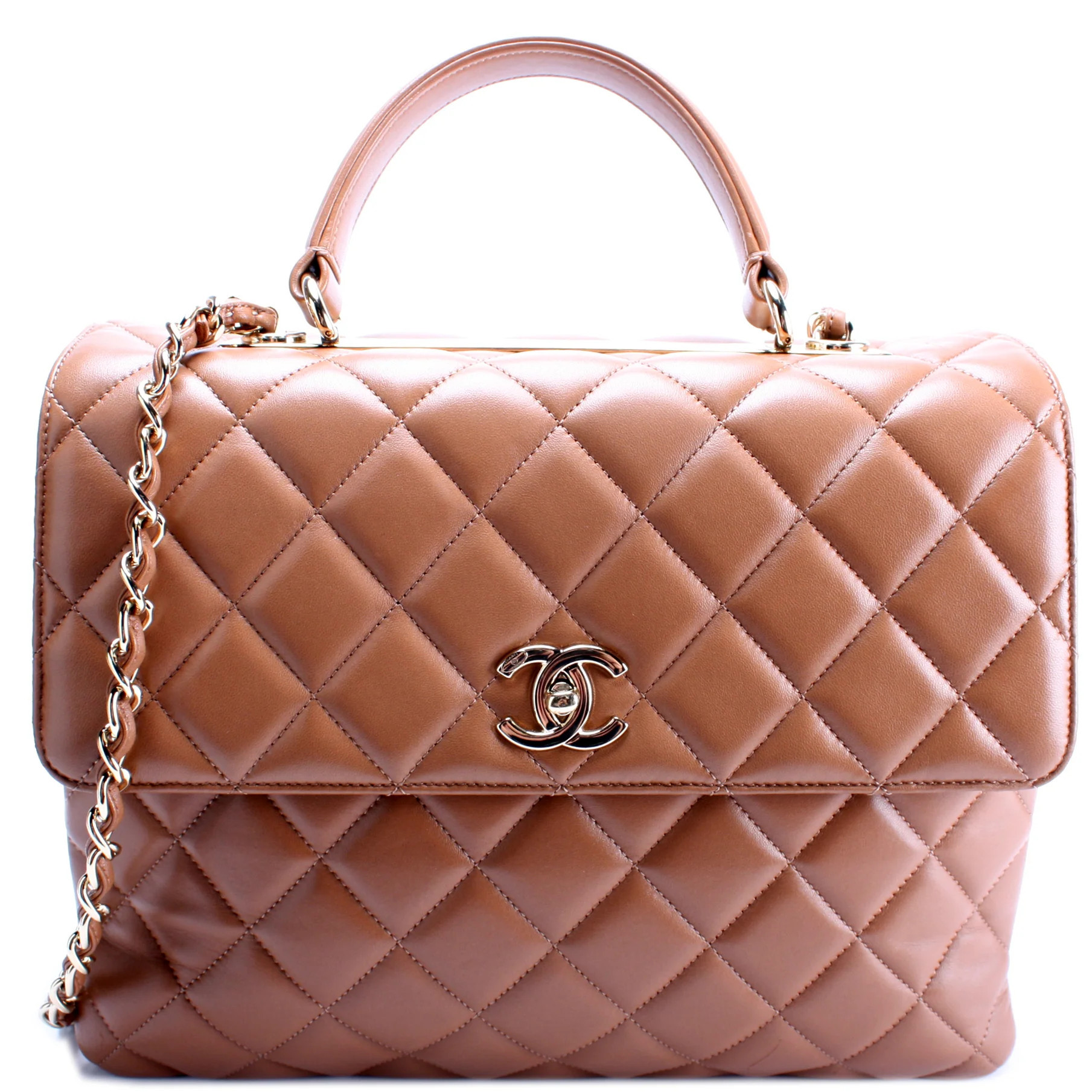 Trendy Top Handle Lambskin 23M | Keeks Designer Handbags