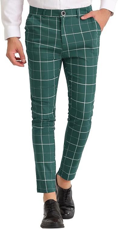 Lars Amadeus Men's Dress Plaid Pants Slim Fit Stretch Flat Front Dress Pants Plaid Slacks Trouser... | Amazon (US)