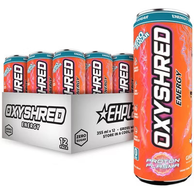EHPlabs OxyShred Energy Drink - Zero Sugar, Zero Calories, with Amino Acids, Vitamin C, Green Tea Extract & Clean Caffeine - Proton Plasma (12-Pack) | Target