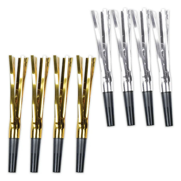 Beistle New Year's Eve Gold and Silver Plastic Squawkers Party Noisemakers, 8/Pkg | Walmart (US)