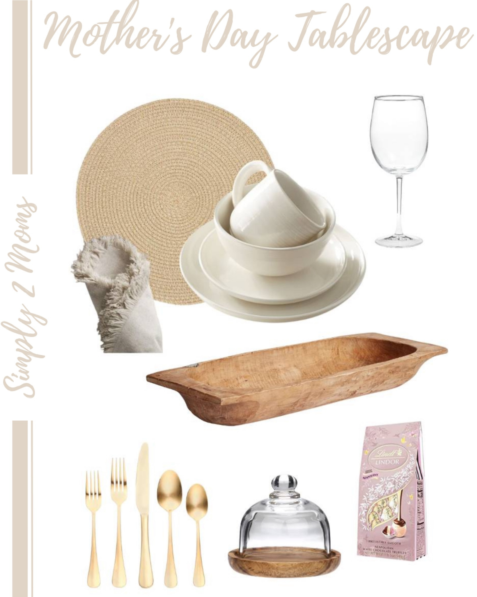 Make Mother’s Day a special one! Create a beautiful tablescape with neutral place settings. White dinnerware, gold flatware, natural woven round placemats, linen friended napkins. Lindt truffles under glass cloche on each plate. A huge wood dough bowl filled with fresh flowers. #mothersday #tablescape 

#LTKSeasonal #LTKhome #LTKstyletip