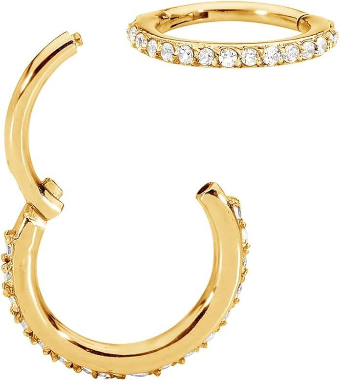 316L Surgical Steel 16G CZ Gem Hinged Segment Ring Body Piercing - Sold Individually | Amazon (UK)