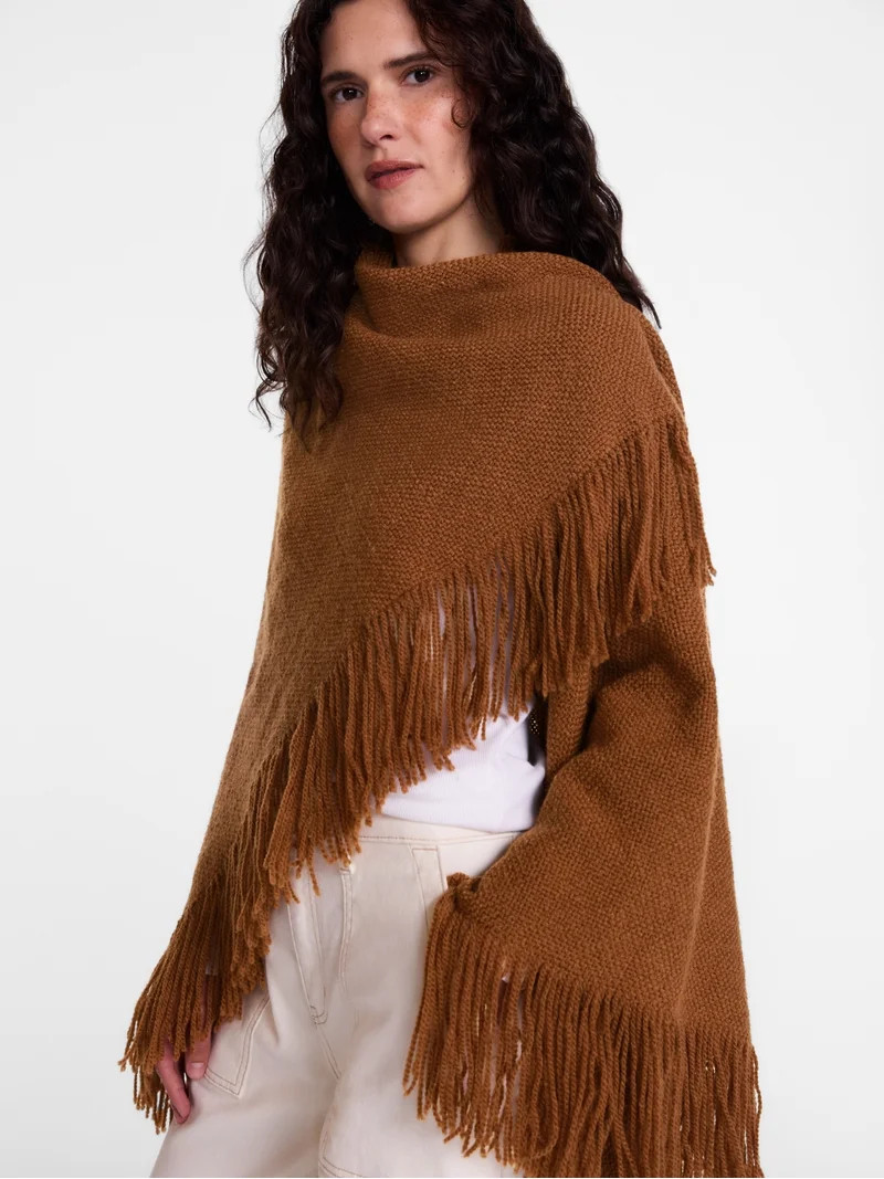 Scenario Women's Fringe Shawl, Caramelized | Walmart (US)