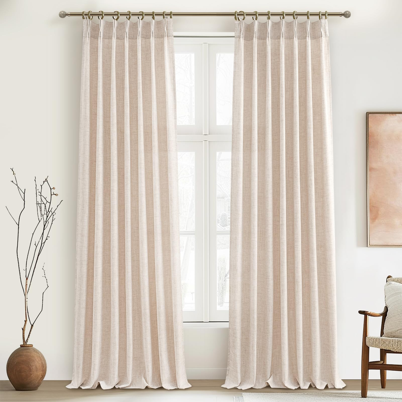 Custom Curtains for Living Room 2 Pages, Linen Curtains 102 Inches Long for 100-103 Inch Large Wi... | Amazon (US)