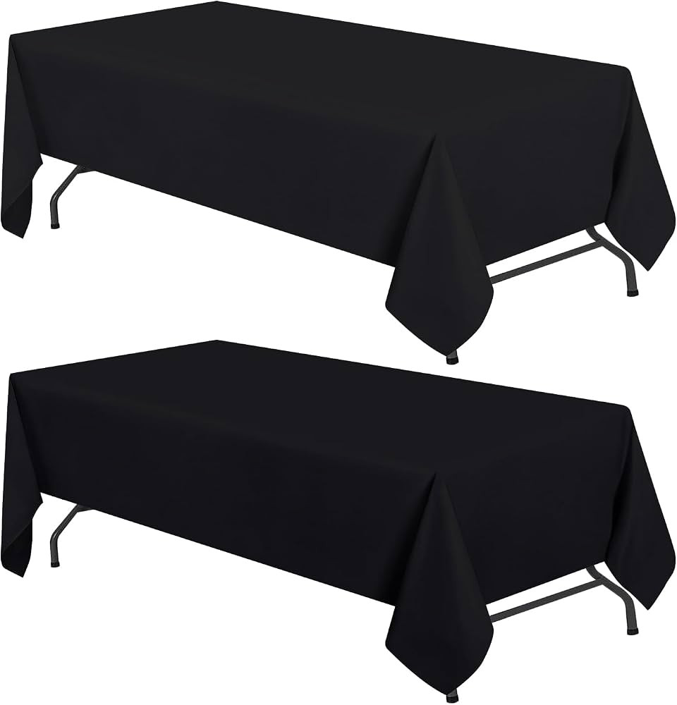 WEALUXE Set of 2 Black Rectangle Tablecloth for Tables 8ft [60x126 Inch] Black Table Cloths for 8... | Amazon (US)