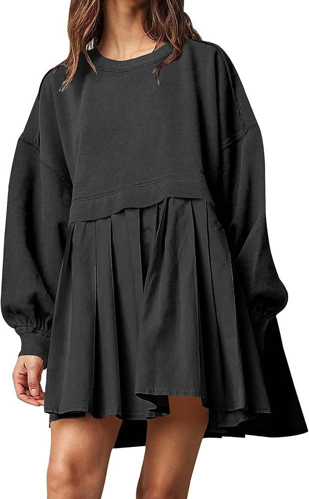 MUMUBELLA Women Oversized Sweatshirt Dress Crewneck Long Sleeve Loose Fit Tunic Dress Casual Dres... | Amazon (US)