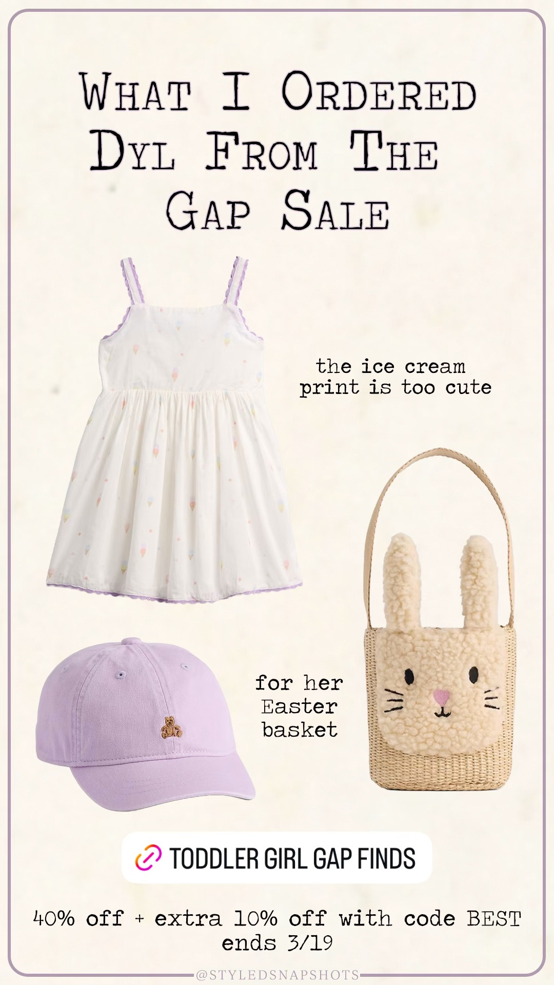 What I ordered Dylan from the Gap sale 💜 40% off plus extra 10% off with code BEST 

toddler girl, Easter basket 

#LTKKids #LTKSaleAlert