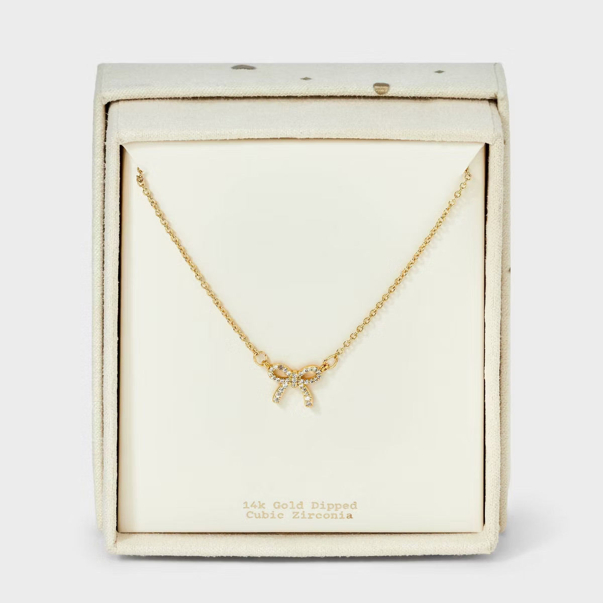 14K Gold Dipped Cubic Zirconia Bow Necklace - A New Day™ Gold | Target