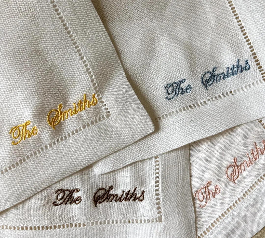 Custom Embroidered Cocktail Napkins - Etsy | Etsy (US)