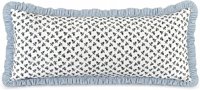 Block Print Baby Blossams Ruffle Lumbar Pillow Shams, 36" x 14" Set-1 | Amazon (US)