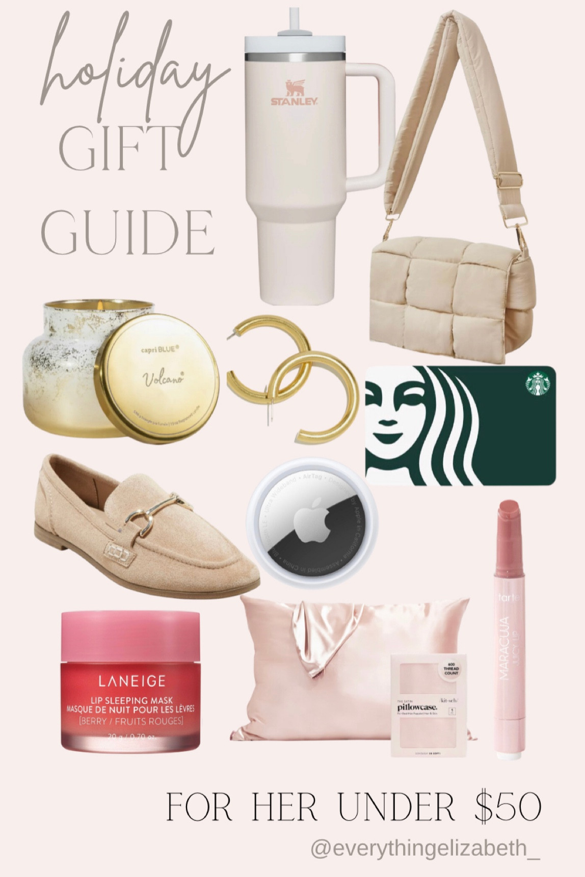 🎁Holiday Gift Guide For Her Under $50🎁 The best affordable gifts for your mom, friend, and sister! 

Stanley tumbler, Amazon bag, volcano candle, hoop earring, loafer, lip mask, tarte cosmetics, satin pillowcase, apple AirTag, gift guide, gifts for her, gift for her 

#LTKHoliday #LTKfindsunder50 #LTKGiftGuide