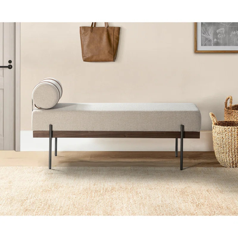 Michalak 48'' WIndustrial Bench with Pillow and Solid Wood Frame | Wayfair North America