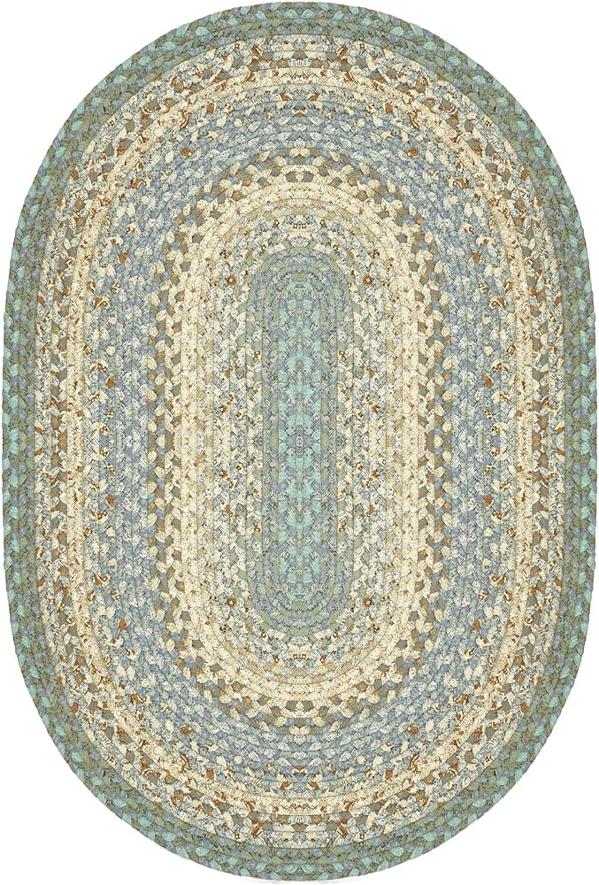 Homespice Baja Blue Oval Cotton Braided Area Rug, 8' x 10' Blue, Reversible and Durable, 100% Sof... | Amazon (US)