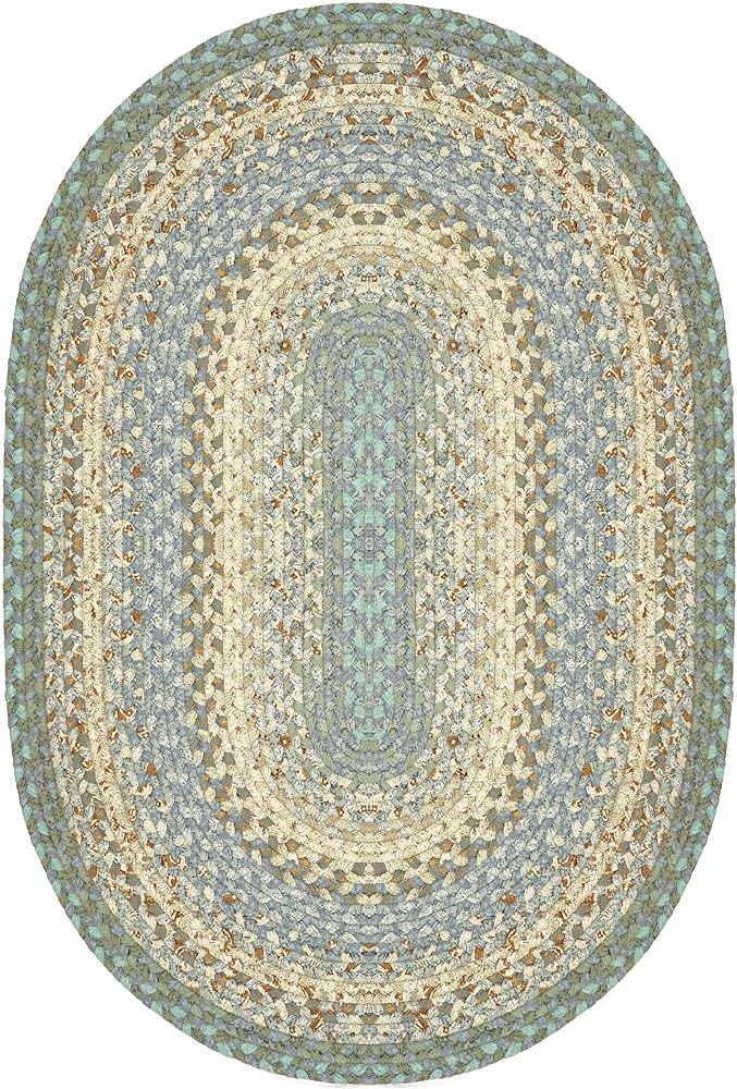 Homespice Baja Blue Oval Cotton Braided Area Rug, 8' x 10' Blue, Reversible and Durable, 100% Sof... | Amazon (US)
